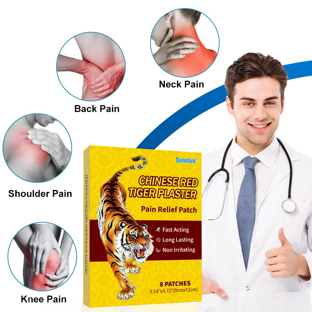 Sumifun Tiger Relieving Patch, Chinese Tiger Plaster, for Shoulder, Back, Knee, Joint & Muscle, 64 Counts