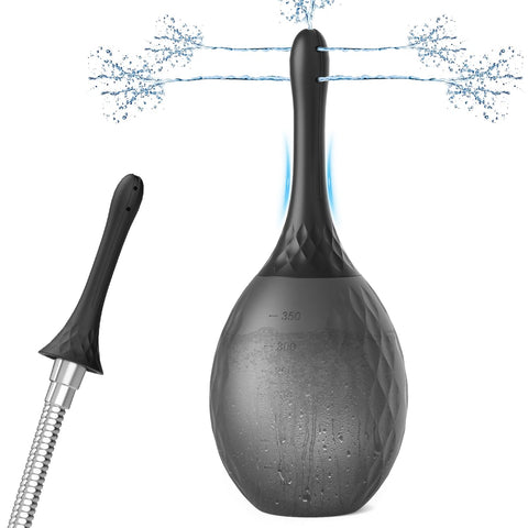 Enema Douches for Men Women Colon Cleanse, Enema Bulb Anal Douche with Silicone Bendable 5 Holes Nozzle, Feminine Care Shower En