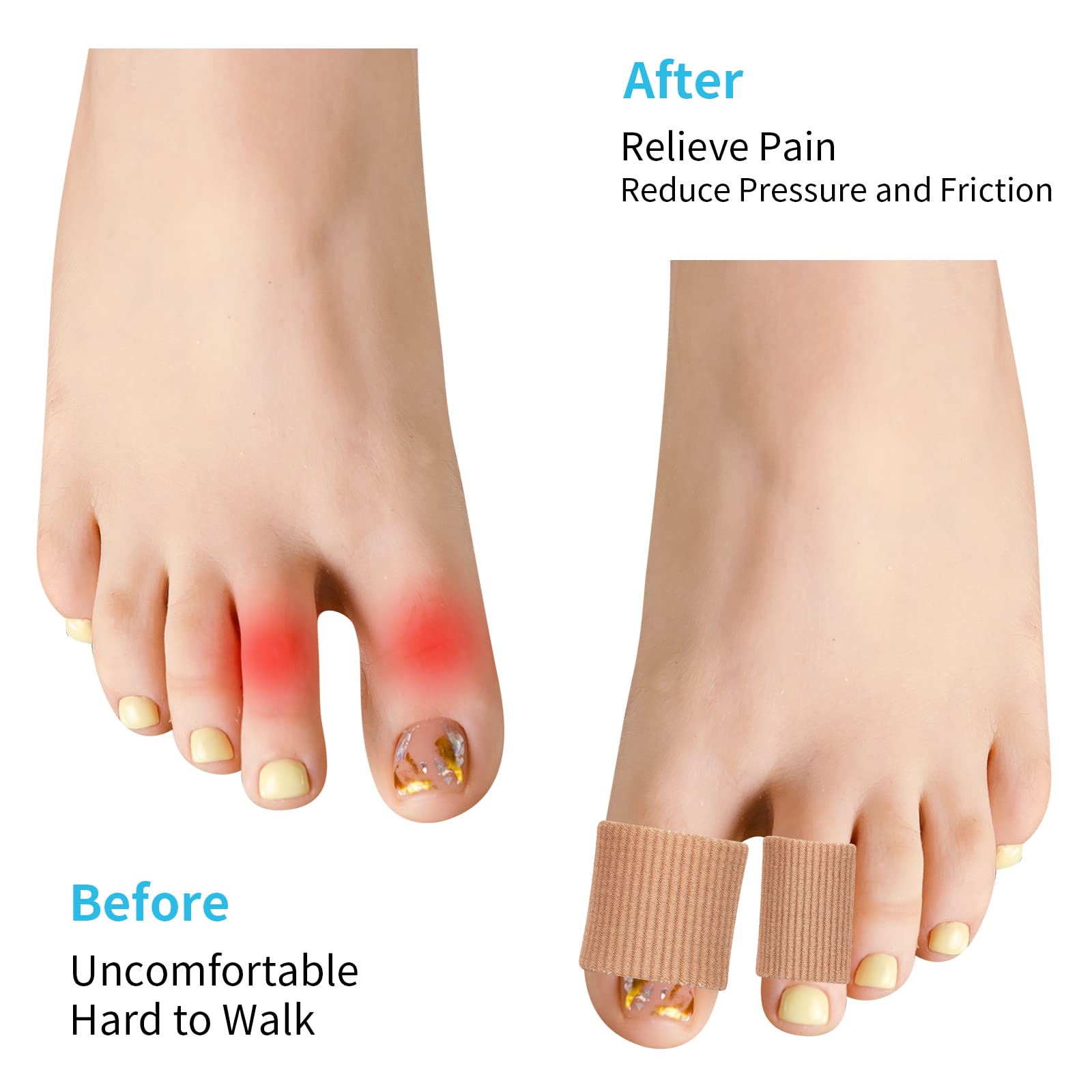 tifanso 24PCS Gel Toe Protectors Covers, 0.98 Inches Toe Sleeve Tubes Pads Guards for Blisters, Corn Cushions for Women