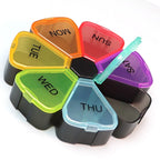 7 Day Pill Case for Medication, Vitamins, Fish Oils, Supplements, Travel Pill Box (Black Rainbow)