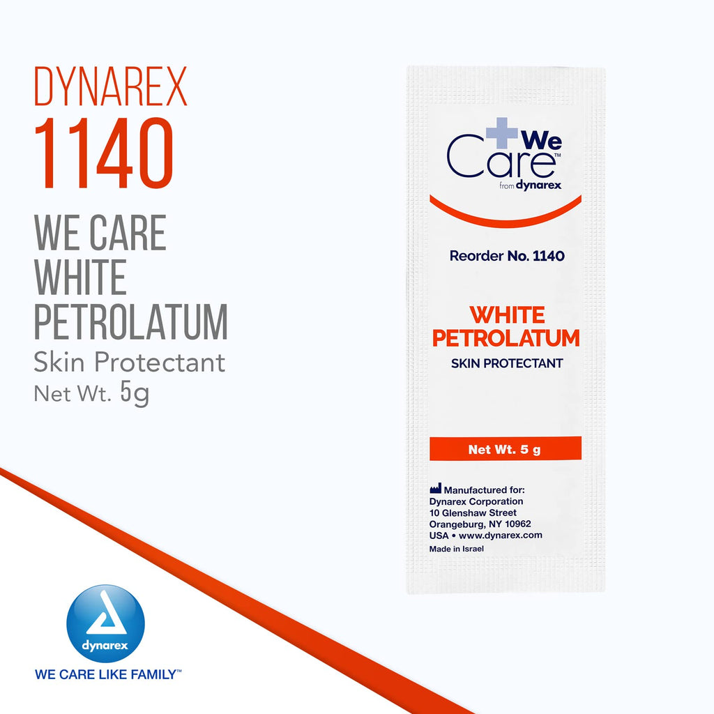 Dynarex White Petrolatum, Petroleum Jelly for Dry or Cracked Skin, Soothing White Petroleum Jelly for Minor Skin Irritations, 5g