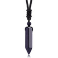 TIKCAUZ Hexagonal Crystal Necklace Blue Sandstone Point Pendant with Adjustable Rope Reiki Healing Stone Gemstone Necklace Handm