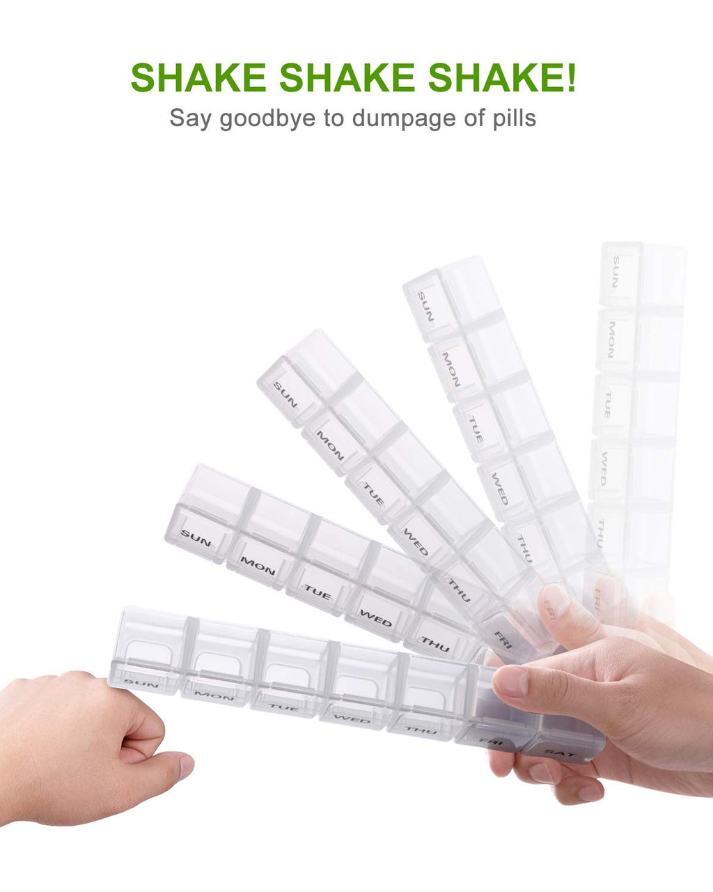 Sukuos Extra Large Weekly Pill Organizer 2 Pcs, Daily Pill Box 7 Day Pill Cases for Medicines, Vitamin, Fish Oils or Supplements