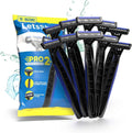 Letsshave Pro 2 Plus Disposable Shaving Razor, Pack Of 10, Stainless Steel Twin Blades Made In South Korea, Open Flow Design Wit