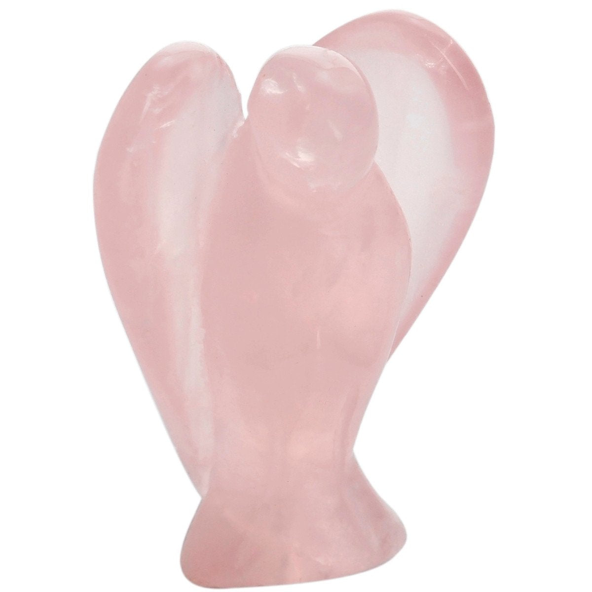 SUNYIK Rose Quartz Carved Guardian Angel Natural Crystal Pocket Statues Figurines 1.5 ''