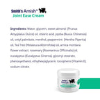 Smiths Amish Joint Ease Cream 4 oz jar. Soothing and Cooling, with Botanicals of Arnica, Peppermint, Tea Tree, Rosemary and Euca