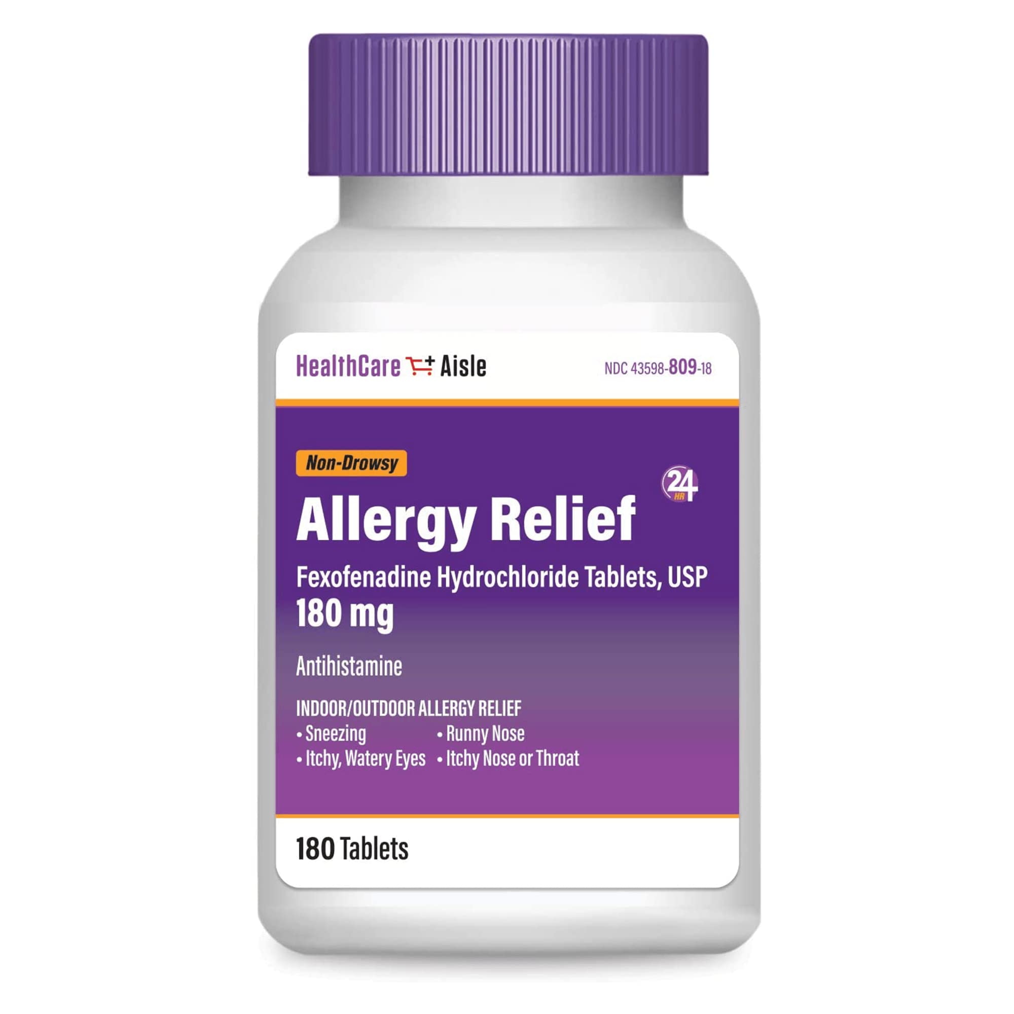 HealthCareAisle Allergy Relief - Fexofenadine Hydrochloride Tablets USP, 180 mg - 180 Tablets - Allergy Medication, Non-Drowsy 2