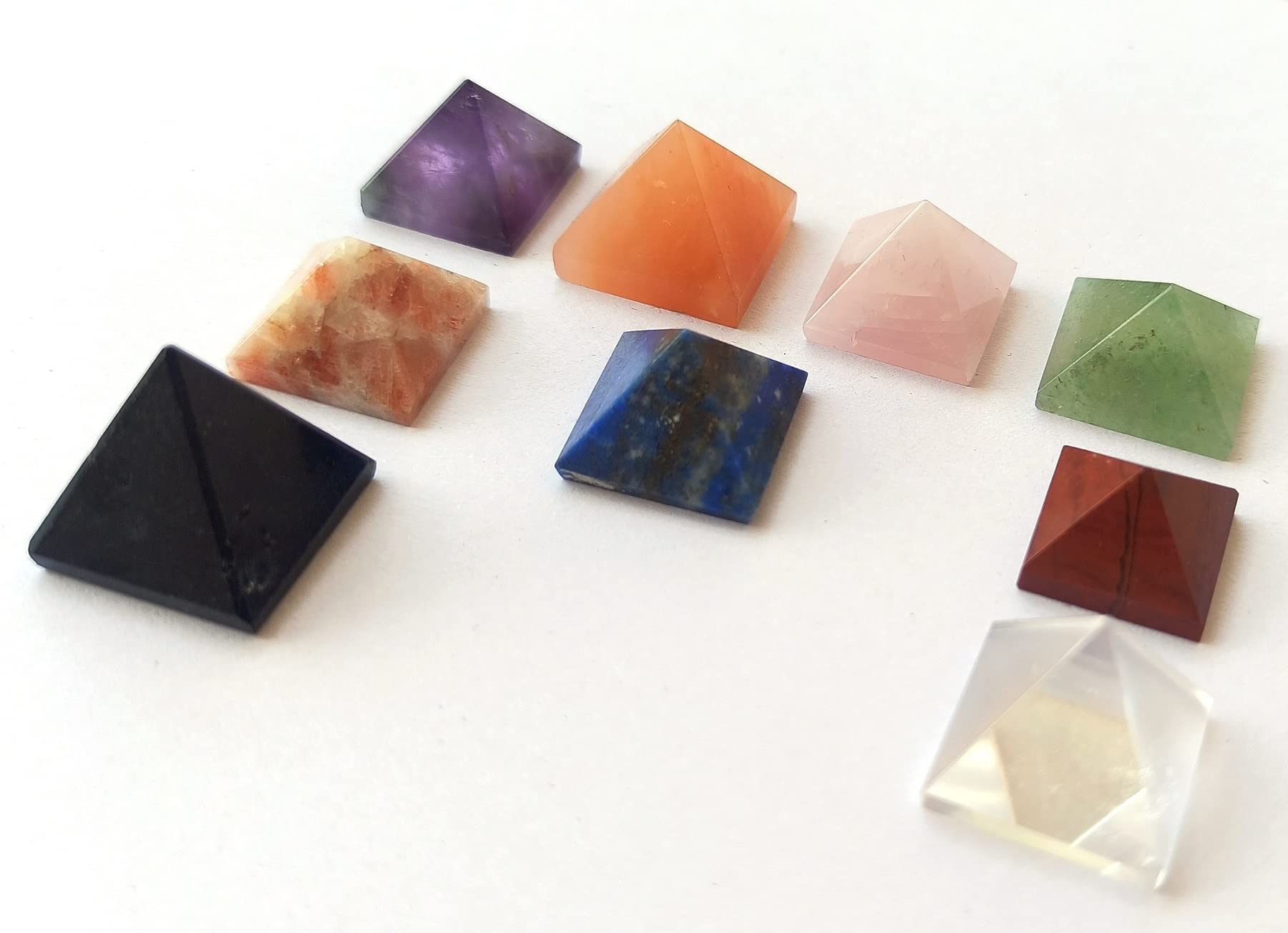 WholesaleGemShop Genius Gemstone Lot of 9 Multi Crystal Mini Pyramid Wellness Healing Psychic Energy Reiki Positive Feng Shui En