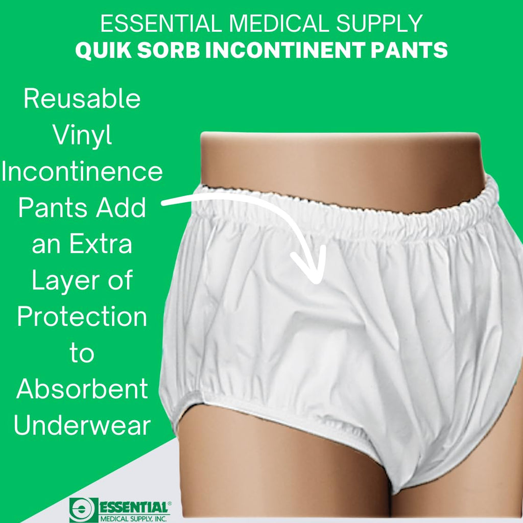 Essential Medical Supply Quik-Sorb Pull On Reusable Vinyl Incontinent Pants - 3 Pairs of Protectors Included, X-Large