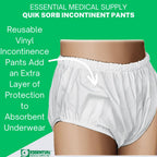 Essential Medical Supply Quik-Sorb Pull On Reusable Vinyl Incontinent Pants - 3 Pairs of Protectors Included, X-Large