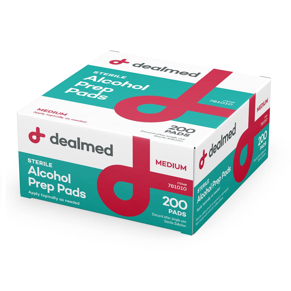 Dealmed Alcohol Prep Pads - 2000 Count Medium Latex-Free Gamma Sterilized Antiseptic Wipes, Wound Care Products for First Aid Ki