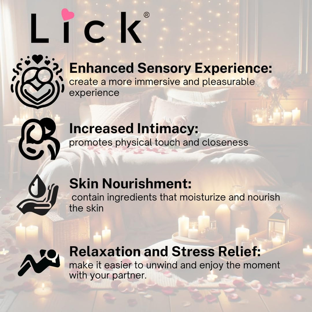 Lick Chocolate and Caramel Massage Oil - Decadent Dessert-Inspired Edible Massage Oil with Almond Oil & Vitamin E, Smooth Glide