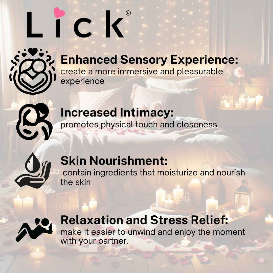 Lick Chocolate and Caramel Massage Oil - Decadent Dessert-Inspired Edible Massage Oil with Almond Oil & Vitamin E, Smooth Glide