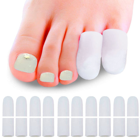 Mcvcoyh Pinky Toe Protectors 10 Pack Small Toe Caps, Gel Toe Sleeves Great for Little Toe Blisters for Corns Remover, Callus Cus
