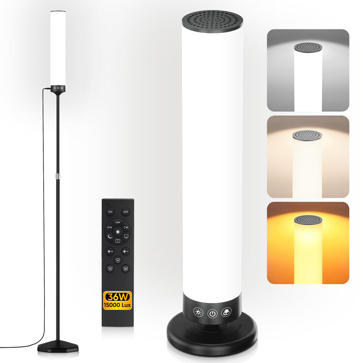 OYADISIIOP Light Therapy Lamp 10000 Lux Happy Therapy Light with Remote, 2in1 Pedestal to Tabletop Full Spectrum Daylight Lamp
