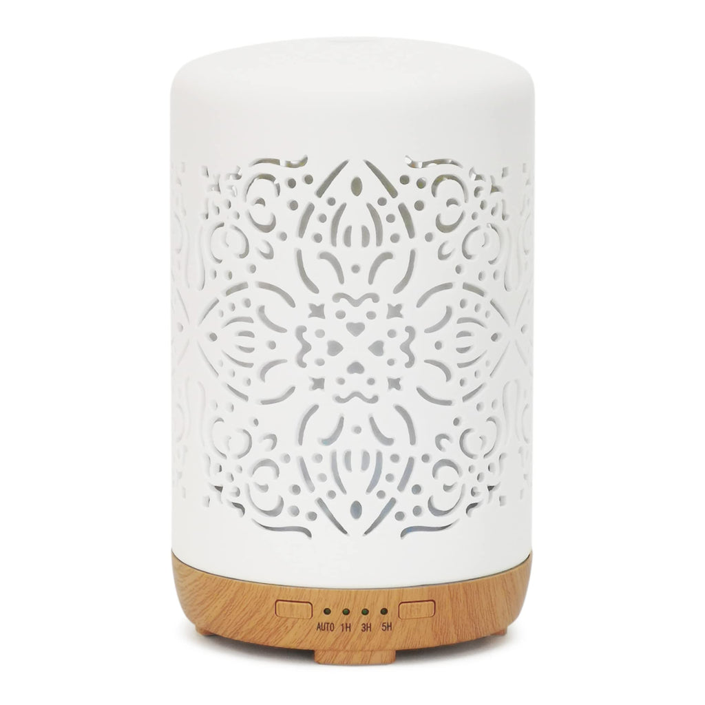 Earnest Living Essential Oil Diffuser White Ceramic Diffuser 250 ml Timers Night Lights and Auto Off Function Home Office Humidi