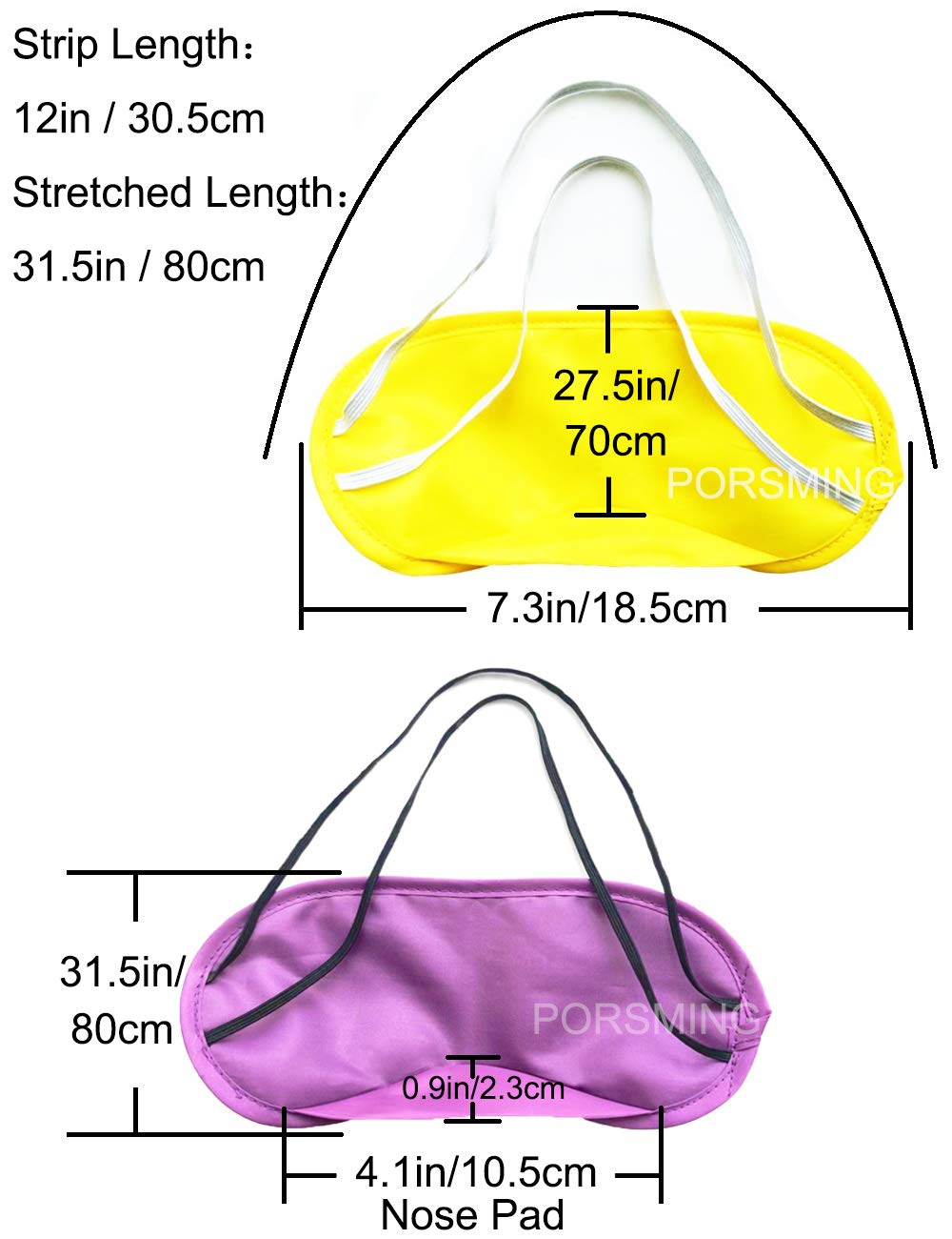 Eye Mask Sleep Masks Pack of 36 PorsMing Sleeping Mask Blindfold Eye Cover Team Building Games Party with Nose Pad and Adjustabl