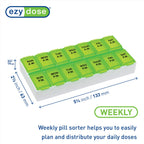 EZY DOSE Weekly (7-Day) AM/PM Pill Case, Medicine Planner, Vitamin Organizer, Medium Compartments, 2 Times a Day, Color May Vary