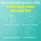 Odaro 4 Pack Pill Reminder, Lanyad or Sticker Pill Tracker, Work with Most Pill Bottles, Reusable Medication Tracker Replacement