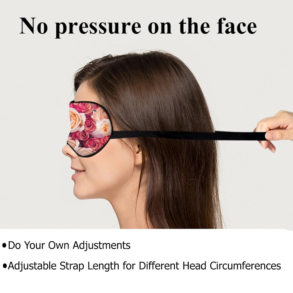 NOHSHE Red Flowers Sleep Eye Mask Pink Orange Rose Valentine's Day Wedding Romantic Love Silk Sleeping Soft with Elastic Strap f