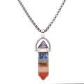Justinstones 7 Chakra Stone Gemstone Hexagonal Pointed Reiki Chakra Chain Necklace 20 High-grade Iron Gift Box