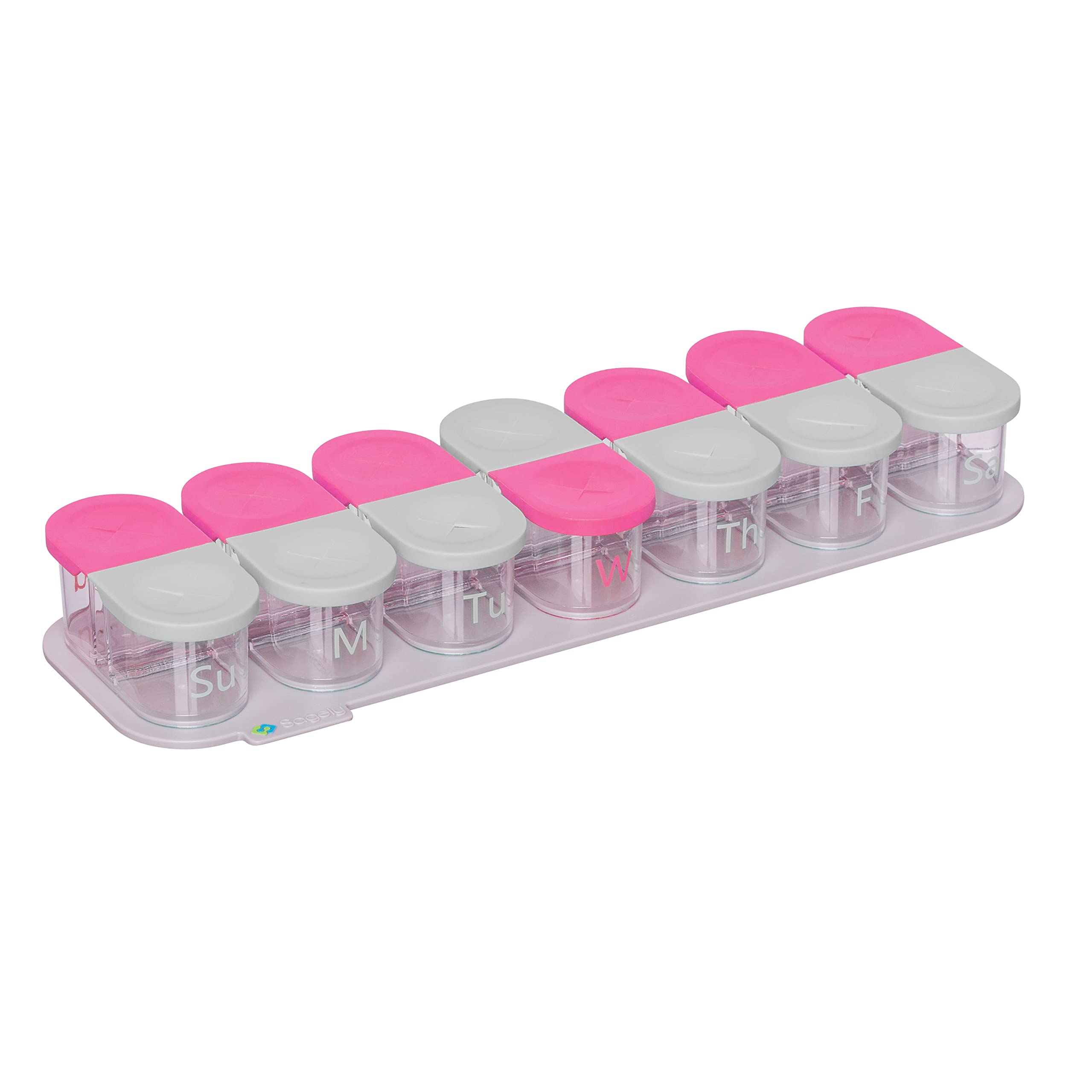 Sagely Smart XL Weekly Pill Organizer - 7 Day Pill Box 2 Times a Day with Free Reminder Alarm App (Large Enough to Fit Fish Oil,