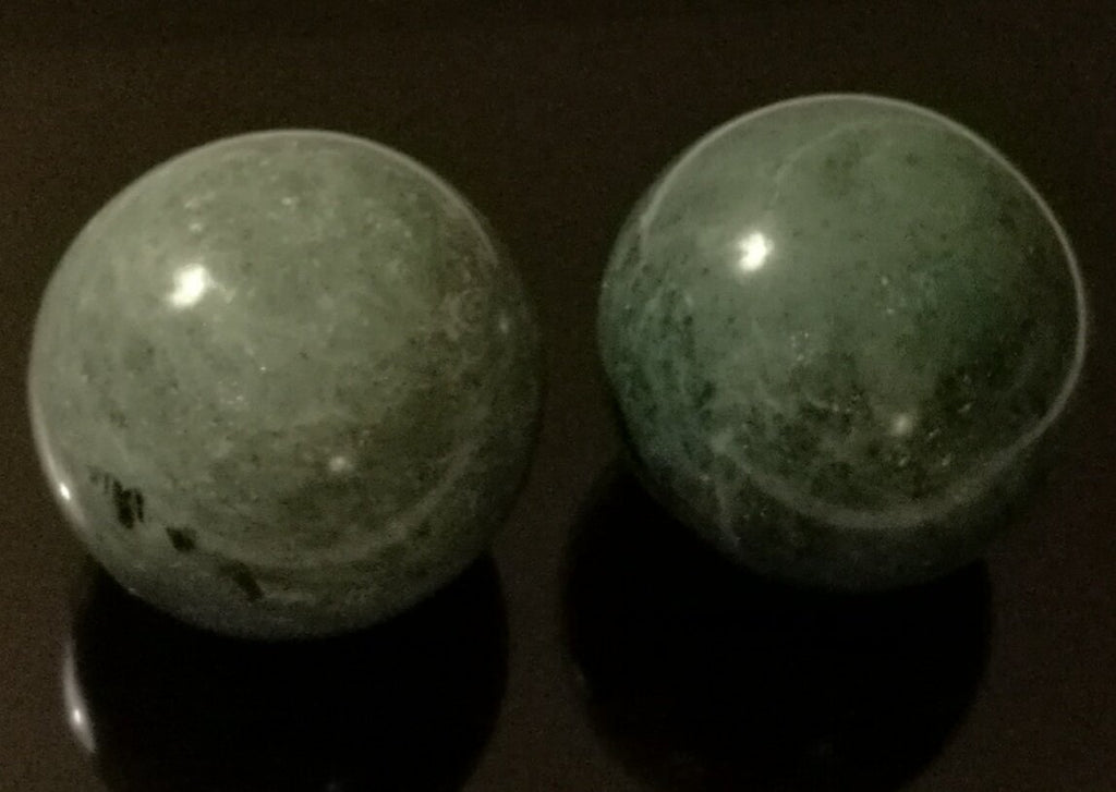 THY COLLECTIBLES Blackish Jade Green Marble Stone Chinese Healthy Exercise Massage Baoding Balls