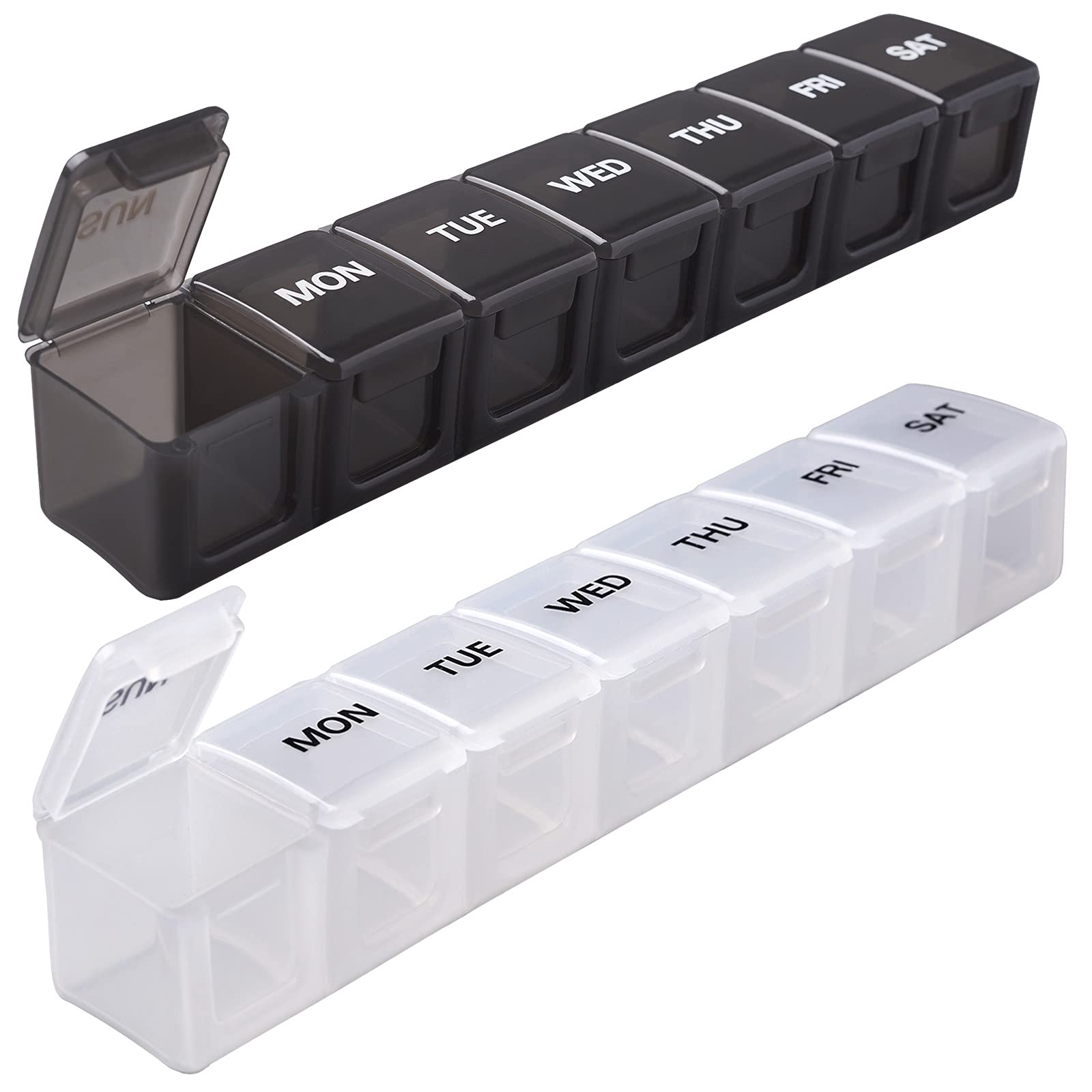 Asija Extra Large Pill Organizer 2 PCS, XL Weekly Pill Box, 7 Day Pill Case with Large Capacity, Jumbo Medicine Organizer for Vi