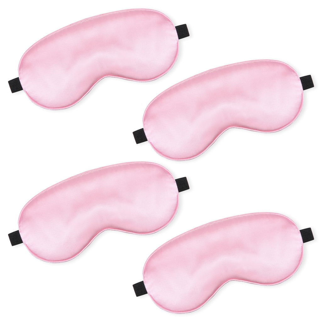 BBTO 4 Pcs Silk Sleep Mask Smooth Soft Eye Mask with Adjustable Shoulder Strap for Women Girl Sleep Shading Travel Relaxation(Pi