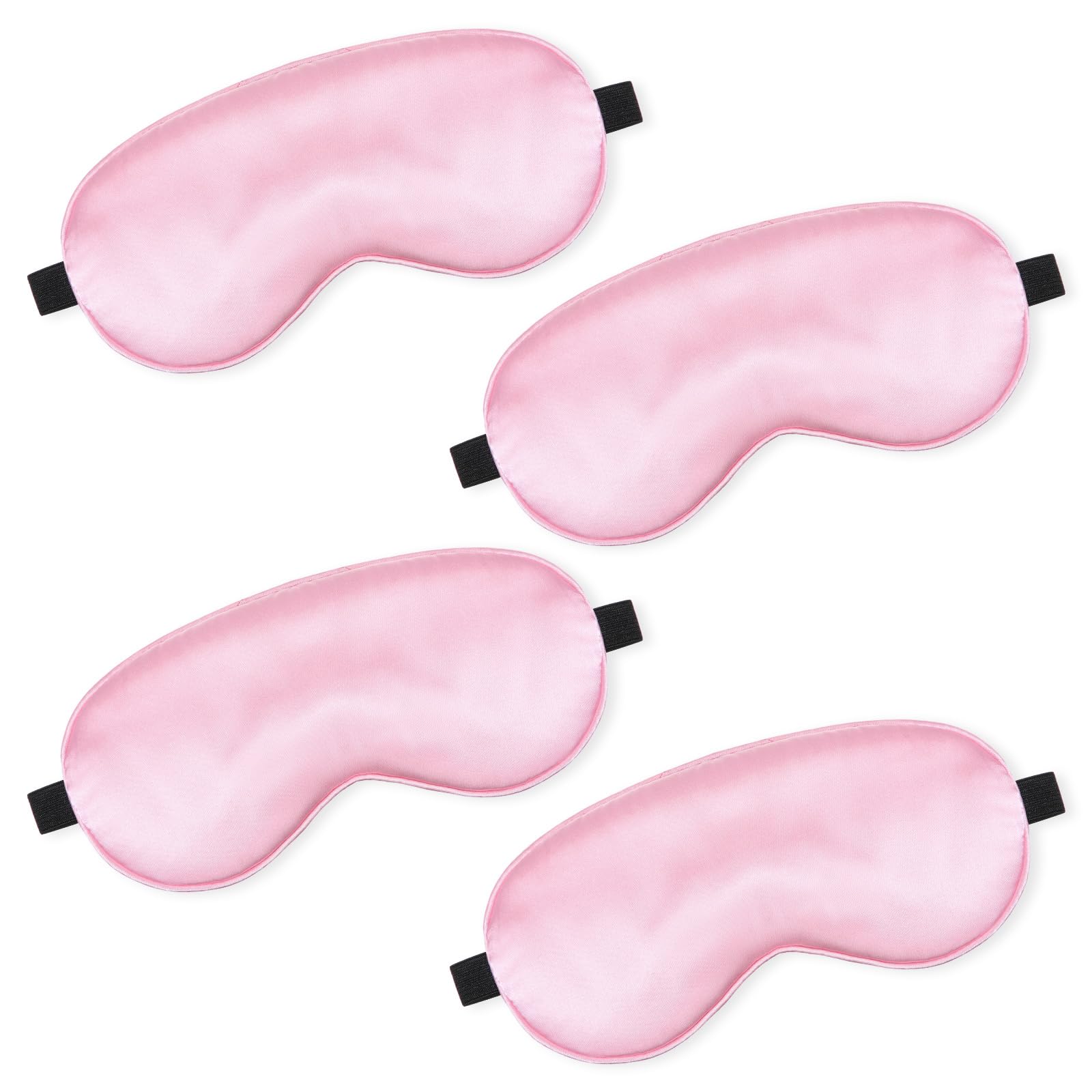 BBTO 4 Pcs Silk Sleep Mask Smooth Soft Eye Mask with Adjustable Shoulder Strap for Women Girl Sleep Shading Travel Relaxation(Pi