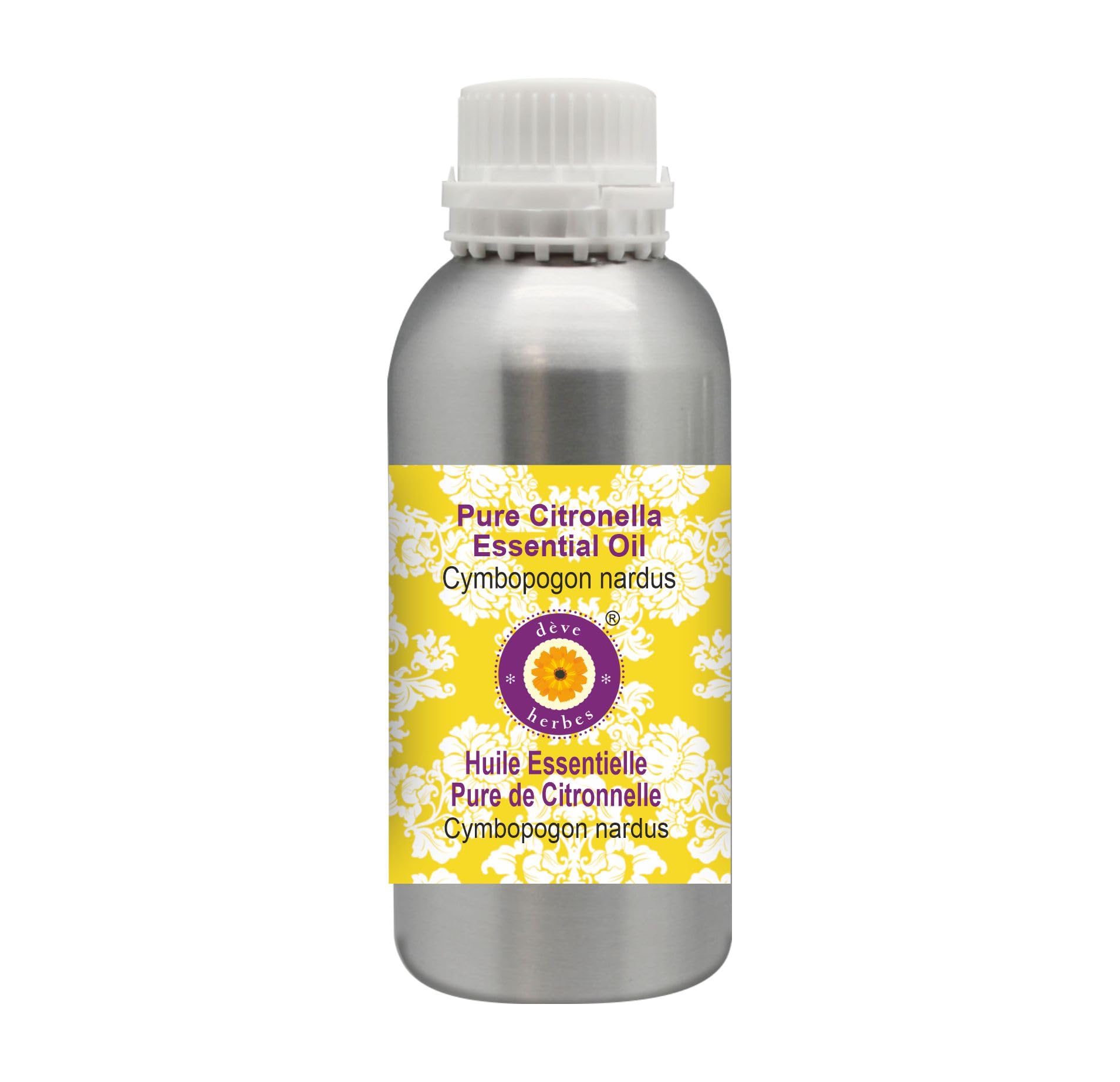 Deve Herbes Pure Citronella Essential Oil (Cymbopogon nardus) Steam Distilled 630ml (21 oz)