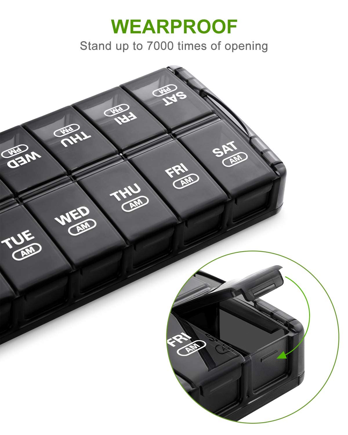 Sukuos Weekly Pill Organizer 7 Day 2 Times a Day, Quick Fill Daily Pill Box (AM PM), Extra Large Pill Cases for Vitamin/Fish Oil