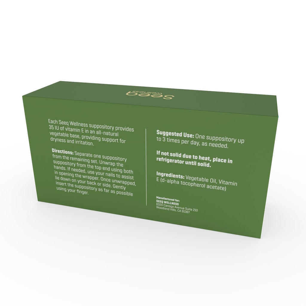Seeq Wellness Vitamin E Suppositories - Vaginal Dryness and Iritation Relief - Menopause Support - All Natural Feminine Care - 3