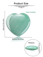 Jovivi 60mm Large Green Aventurine Crystal Heart Healing Crystals Heart Stones Polished Pocket Love Gemstones Chakra Reiki Energ