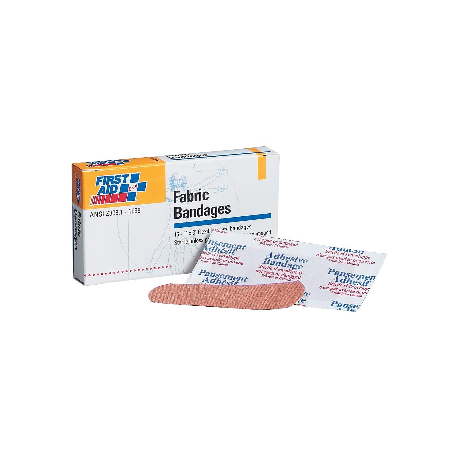 First Aid Only AN101 First-Aid Refill Fabric Adhesive Bandages, 1-Inch x 3-Inch, 160/Pack