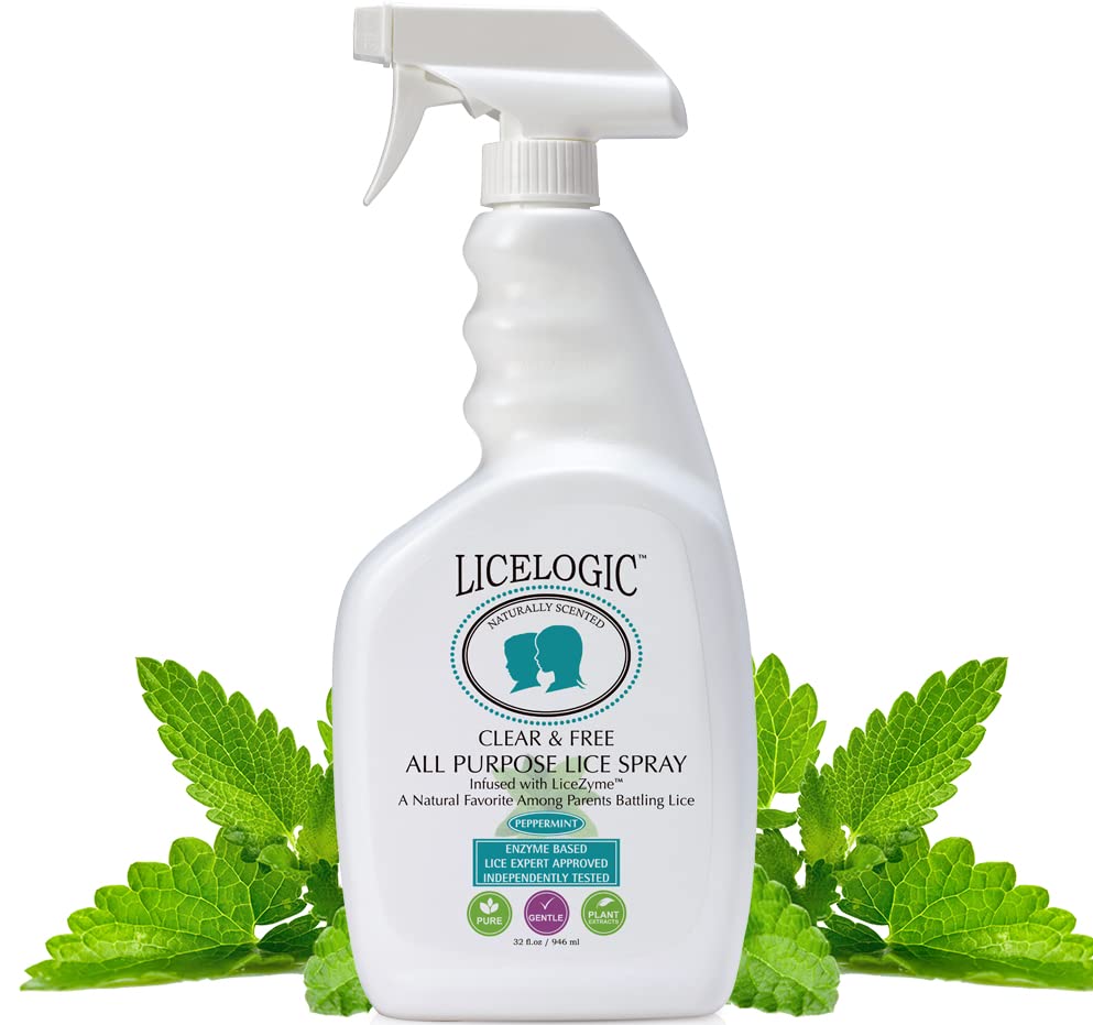 LiceLogic Clear & Free All-Purpose Home Lice Elimination Spray, 32 oz, Peppermint - for Furniture, Belongings, Bedding, Effectiv