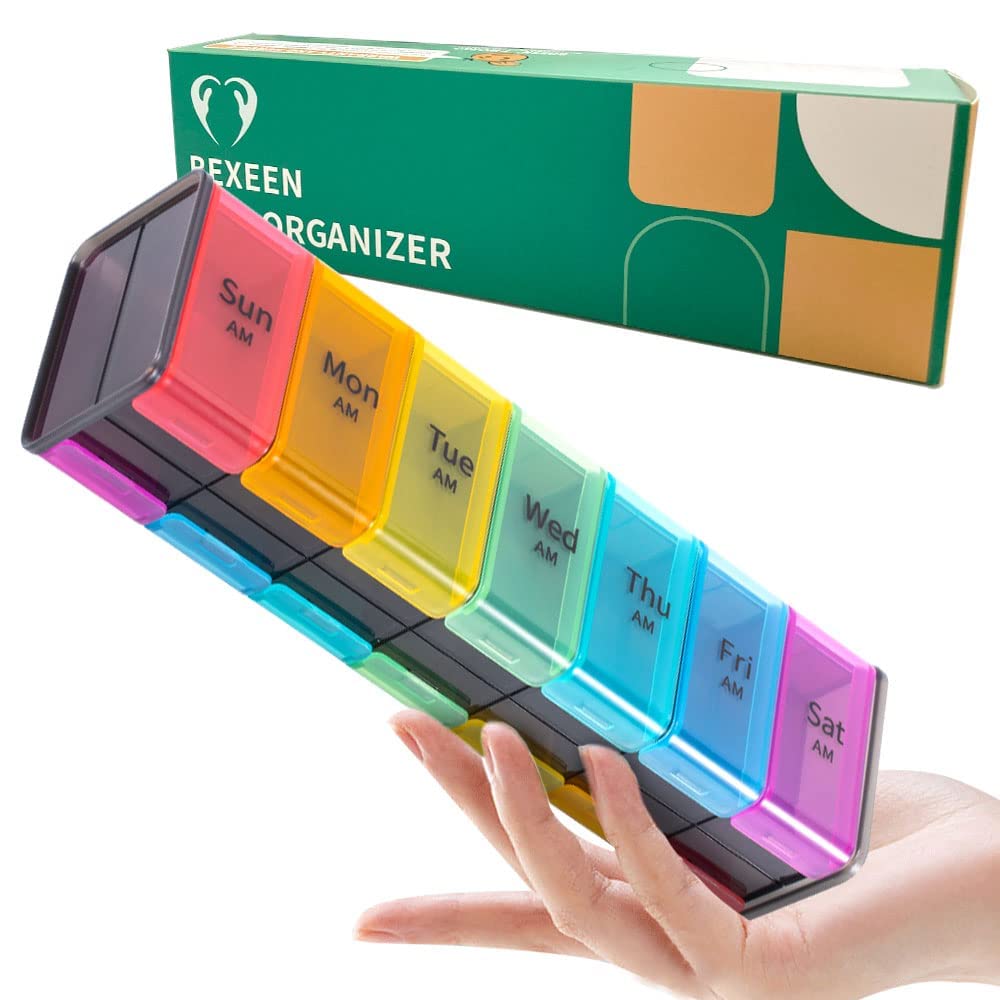 Extra Large Pill Organizer- XXL Pill Box 7 Day - Weekly Pill Organizer with AM PM Large Compartments Big Pill Case for Supplemen