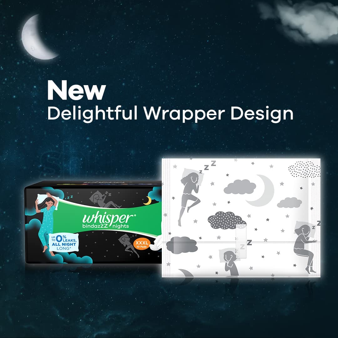Whisper Ultra Night Sanitary Pads for Women, XXXL 20 Napkins