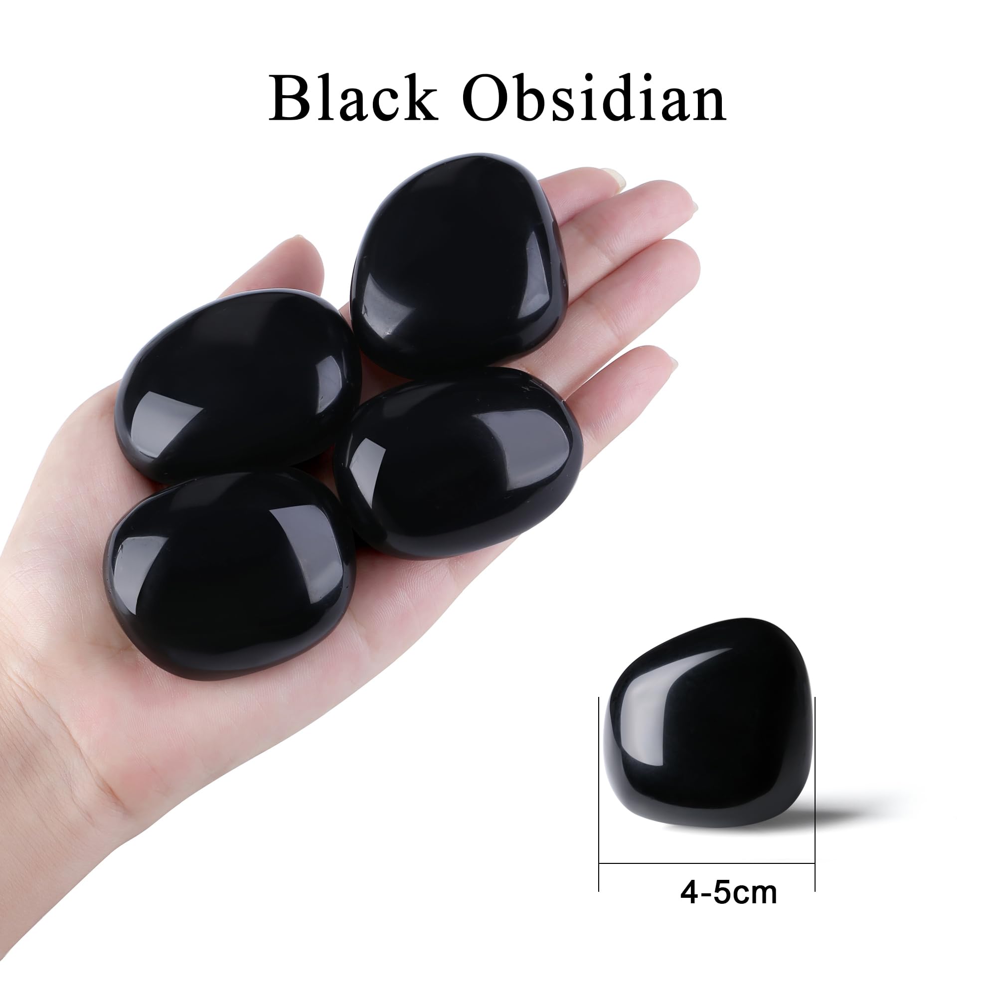 MAIBAOTA 1.6-2.0'' Black Obsidian Crystal Large Obsidian Stone Reiki Black Crystal Natural Tumbled Pink Polished Stones for Ener