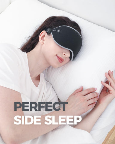 MZOO Luxury Sleep Mask for Back and Side Sleeper, Completely Block Out Light Sleeping Eye Mask for Women Men, Zero Eye Pressure 