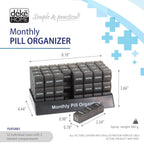 Deke Home - Monthly Pill Organizer 3 Times a Day, 30 Day Pill Box with AM PM Compartments, Large Monthly Medicine Organizer for