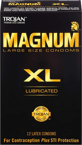 Trojan Magnum XL Lubricated Premium Latex Condoms 12 Each