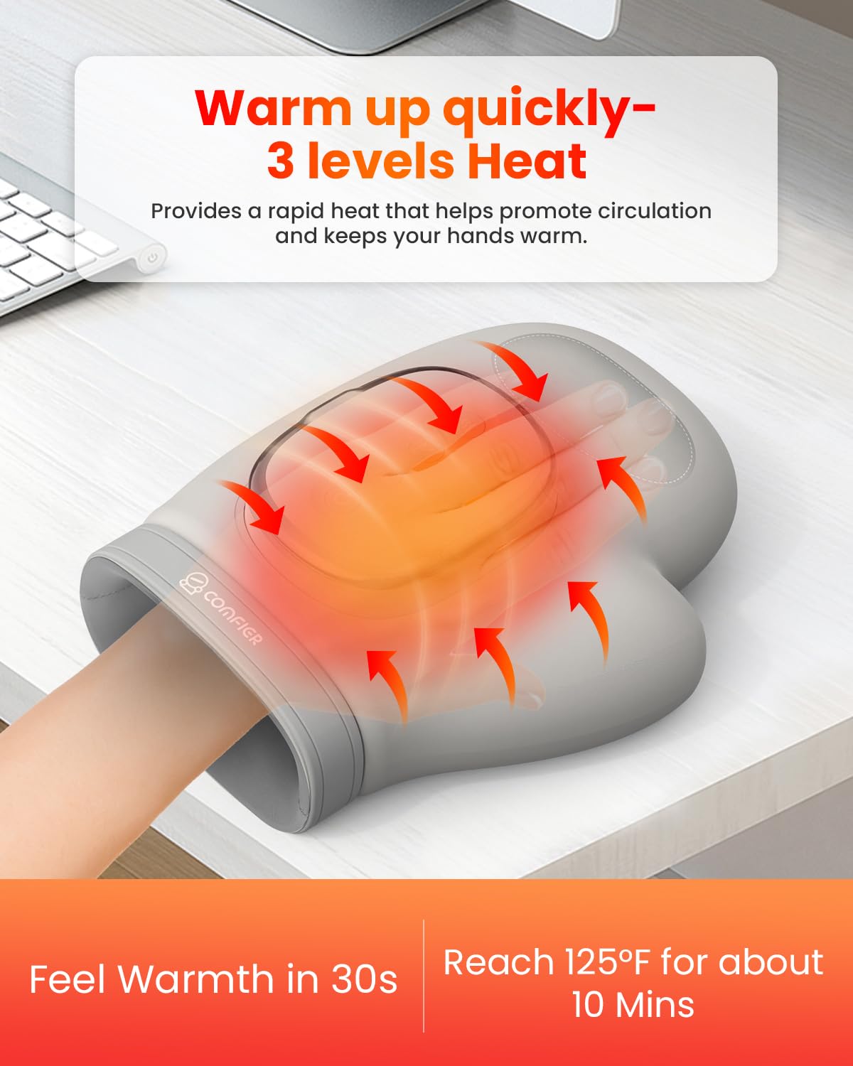 COMFIER Wireless Hand Massager with Heat and Compression,2025 Updated Larger Electric Finger Massage for Arthritis and Carpal Tu
