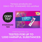 Tampax Compact Radiant Tampons Multipack, with LeakGuard Braid & Extendable Applicator, Regular/Super Absorbency, Unscented, 84