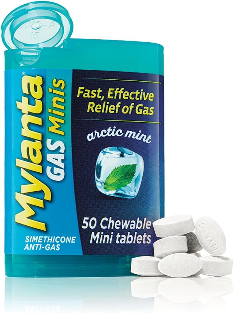 Mylanta Gas Mini Chewable Tablets, Arctic Mint 50 Count (2 Pack)