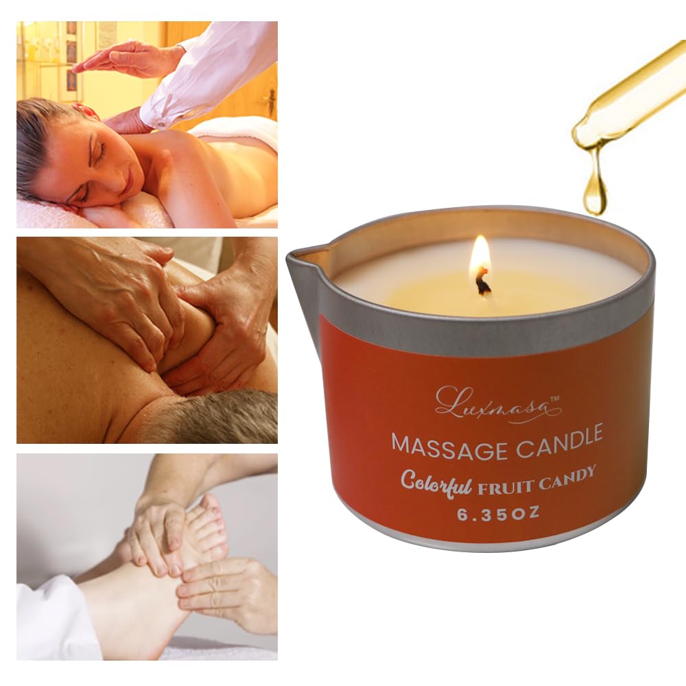 LUXMASA Low Temp Scented Soybean Oil Massage Wax Candle-Heat Therapy Body Oil Lotion Candle-Natural Shea Butter Massage Oil for