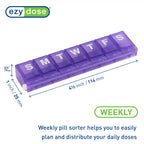EZY DOSE Weekly (7-Day) Pill Planner, Medicine Case, Vitamin Organizer Box, Small Locking Compartments to Secure Prescription Me