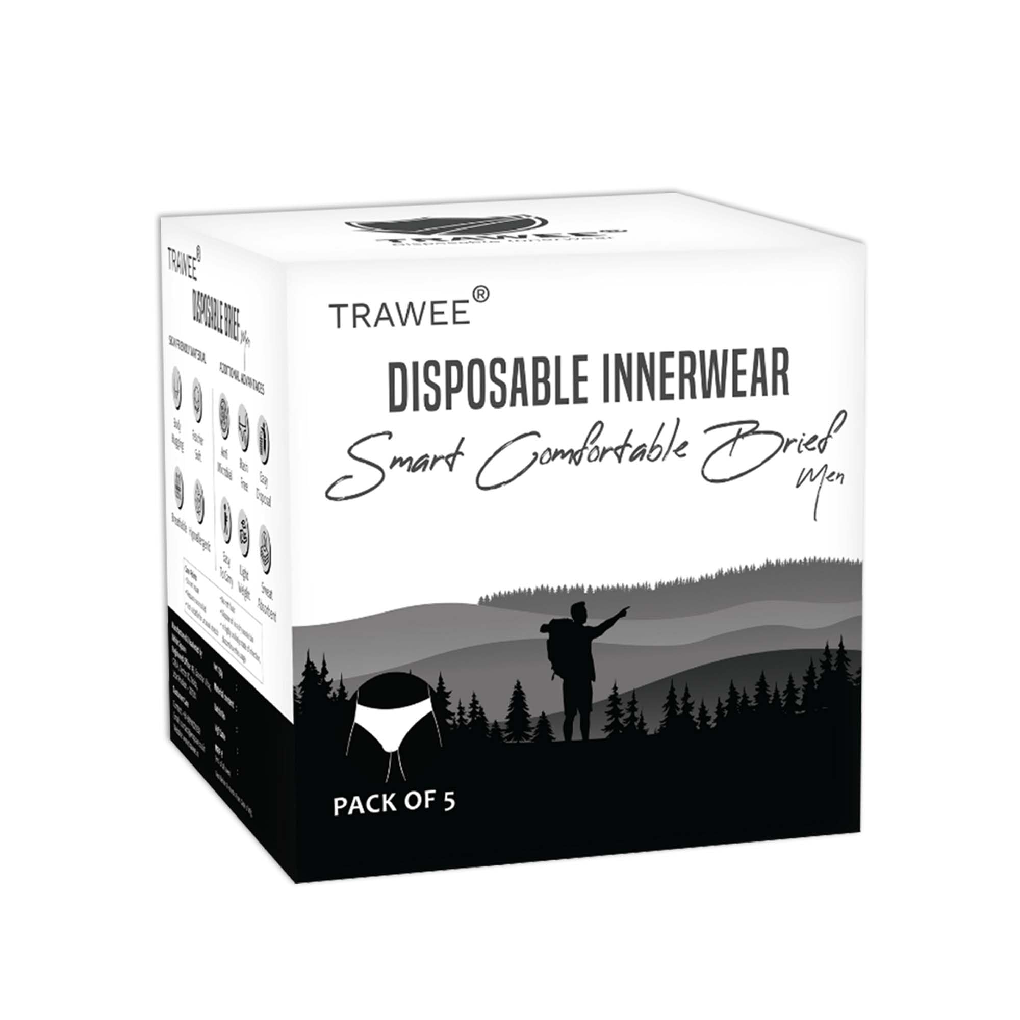 Trawee Disposable Brief For Men |Moisture Wicking, Prevents Infection,Anti Rash |Ideal For Regular Use, Travel, Trekking, Spa, C