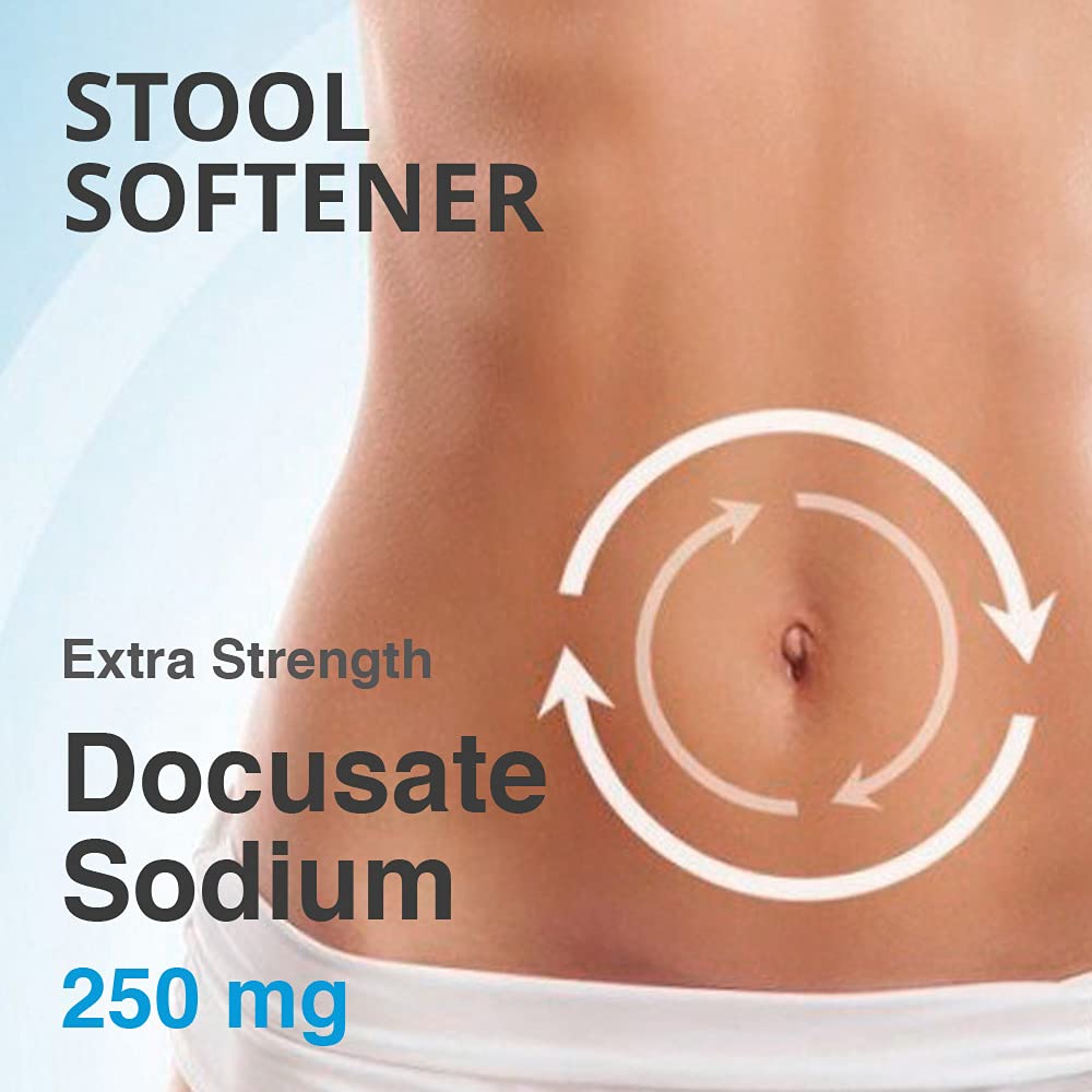 Puregen Labs Docusate Sodium 250mg Stool Softener Laxative | Gentle Constipation Relief | Extra Strength | Stimulant Free Total