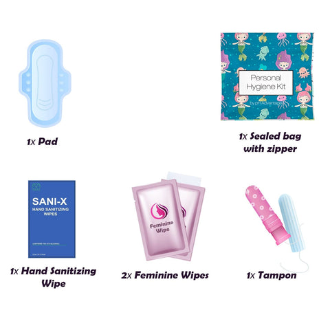 Menstrual Kit All-in-One 10 Pack | Convenience on The Go | Period Kit Pack for Travelling, Tweens & Teenager | Individually Wrap